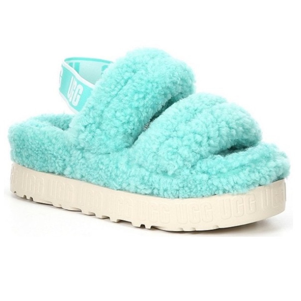 NWOT UGG teal “oh fluffita” fuzzy slides